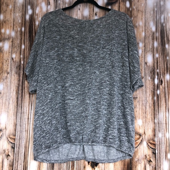 AGB Women V-Neck Blouse Top Black Lace Studded Detail Plus Size Gray 1X - Picture 5 of 5